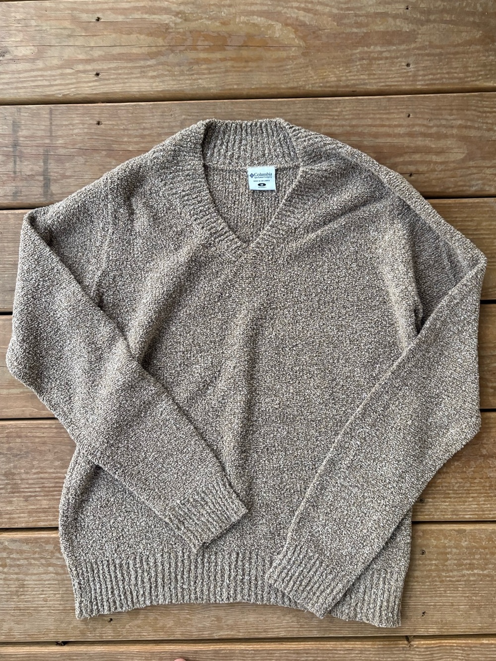 Columbia Womens V-Neck Sweater in Beige Brown